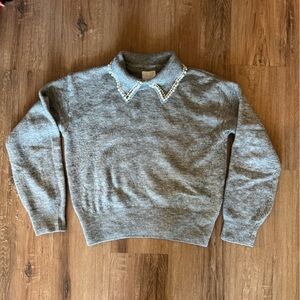 NWOT H&M Gray Sweater with Pearl Collar